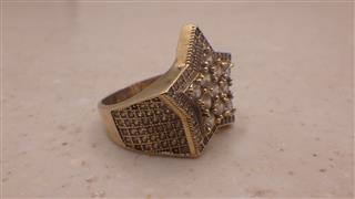 10K Star Ring, Yellow Gold, 7.5g, Sz:8.25, Glass Stones, Marked: 10K